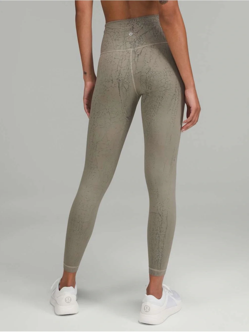 Lululemon Wunder Under 25” Leggings Gray Black Crackle Print High Rise Yoga - 4